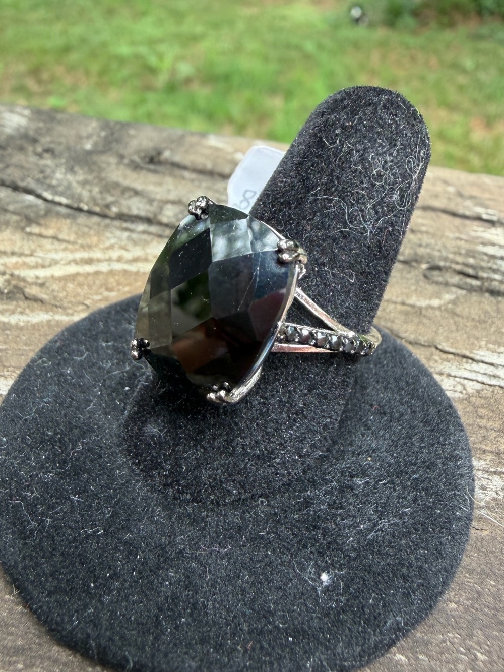 Black Spinel and Rhodium over 925 SS Ring